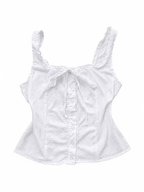 Coquette White Eyelet Lace Tie Front Tank Top S